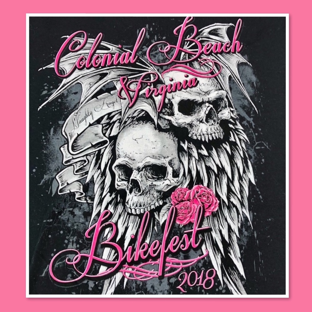 COLONIAL BEACH VIRGINIA GILDAN BIKEFEST 2018 SOUVENIR T SHIRT L